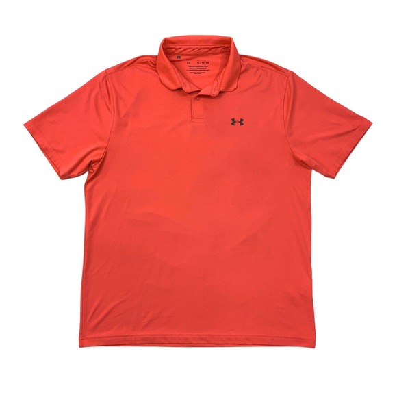Under Armour Performance Polo Shirt Mens XL Textured Neon Pink Lightweight Golf - Picture 1 of 11